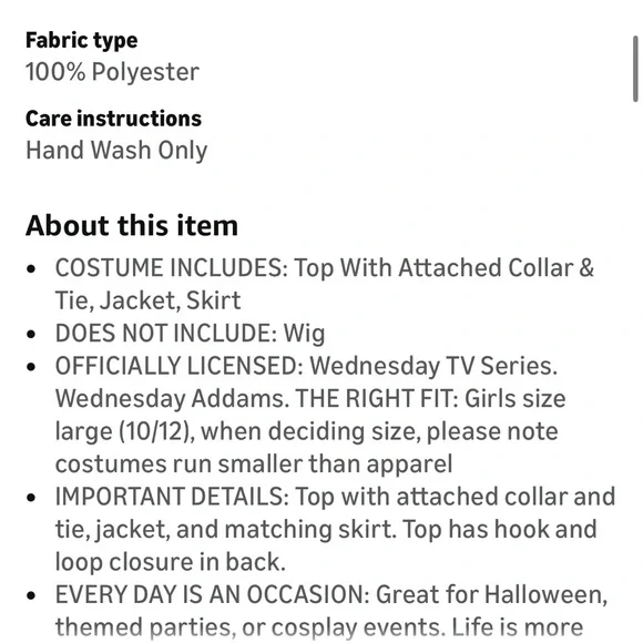 Wednesday Addams Family Spirit Halloween Costume Child Size L (12/14) NWT - Picture 5 of 7